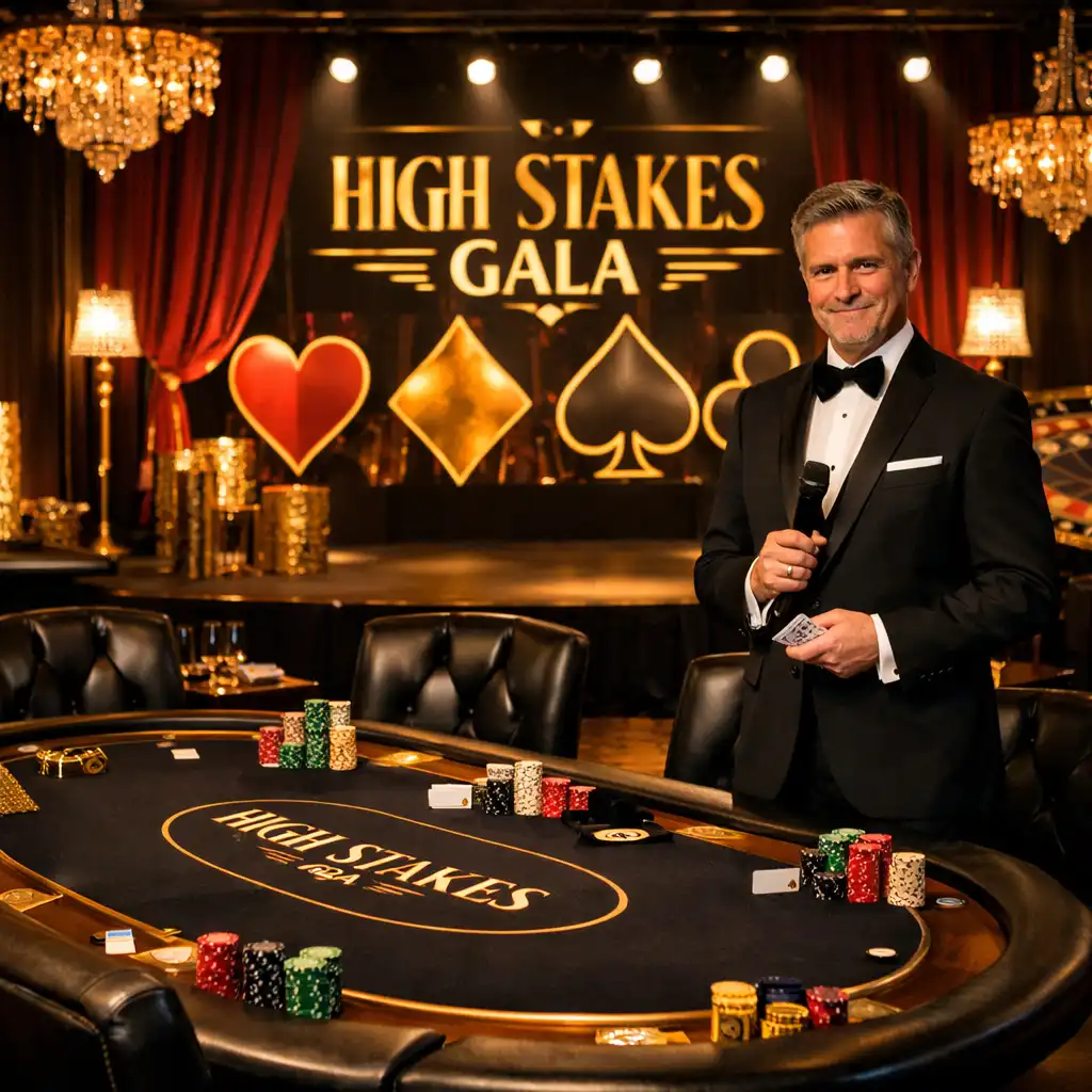 Personalizowana scenografia pokerowa z brandingiem klienta